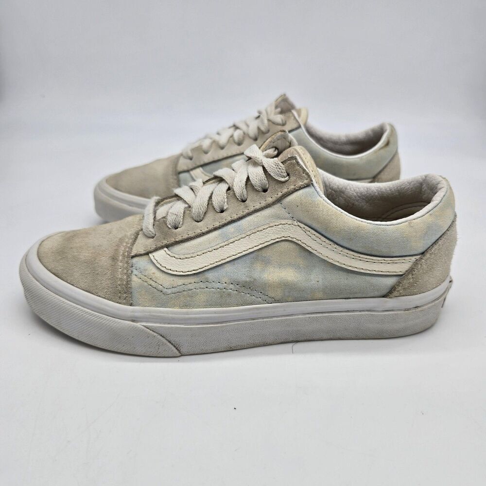 Vans Old Skool Shoes Mens Size 5.5 Womens 7.0 Blue Suede Canvas Skate Sneakers